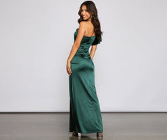 Charmaine Formal One Shoulder Satin Dress - Lady Occasions