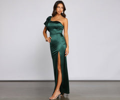 Charmaine Formal One Shoulder Satin Dress - Lady Occasions