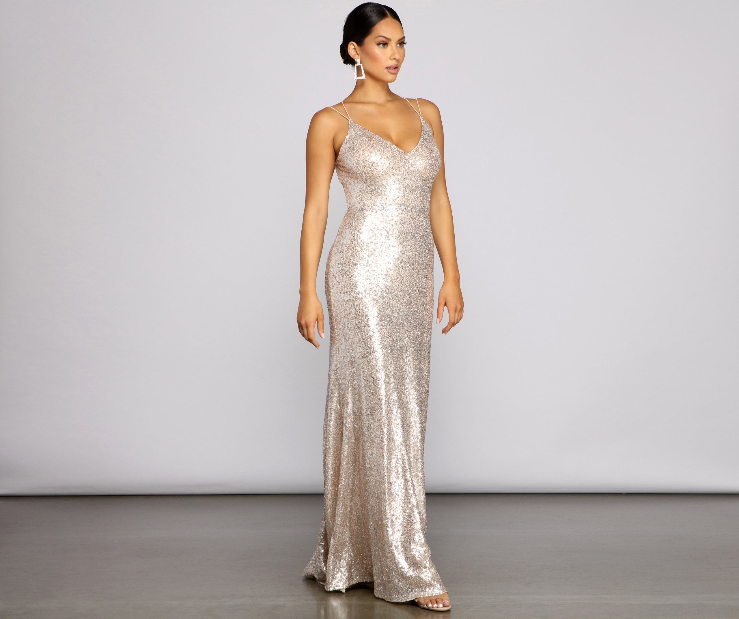 Elena Sequin Open-Back Formal Dress - Lady Occasions