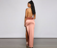 Nat Formal Backless Satin Dress - Lady Occasions