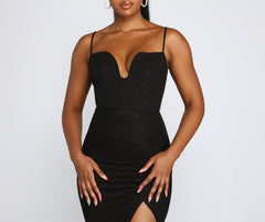 Trinity Formal High Slit Glitter Dress - Lady Occasions