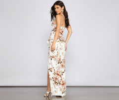 Nicole High-Slit Floral Formal Dress - Lady Occasions