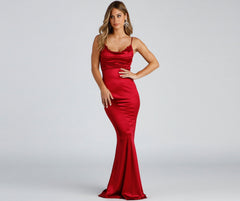 Shakira Cowl Neck Lace Mermaid Formal Dress