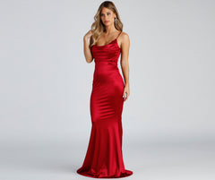 Shakira Cowl Neck Lace Mermaid Formal Dress