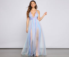 Nylah Pleated Rainbow A-Line Dress - Lady Occasions