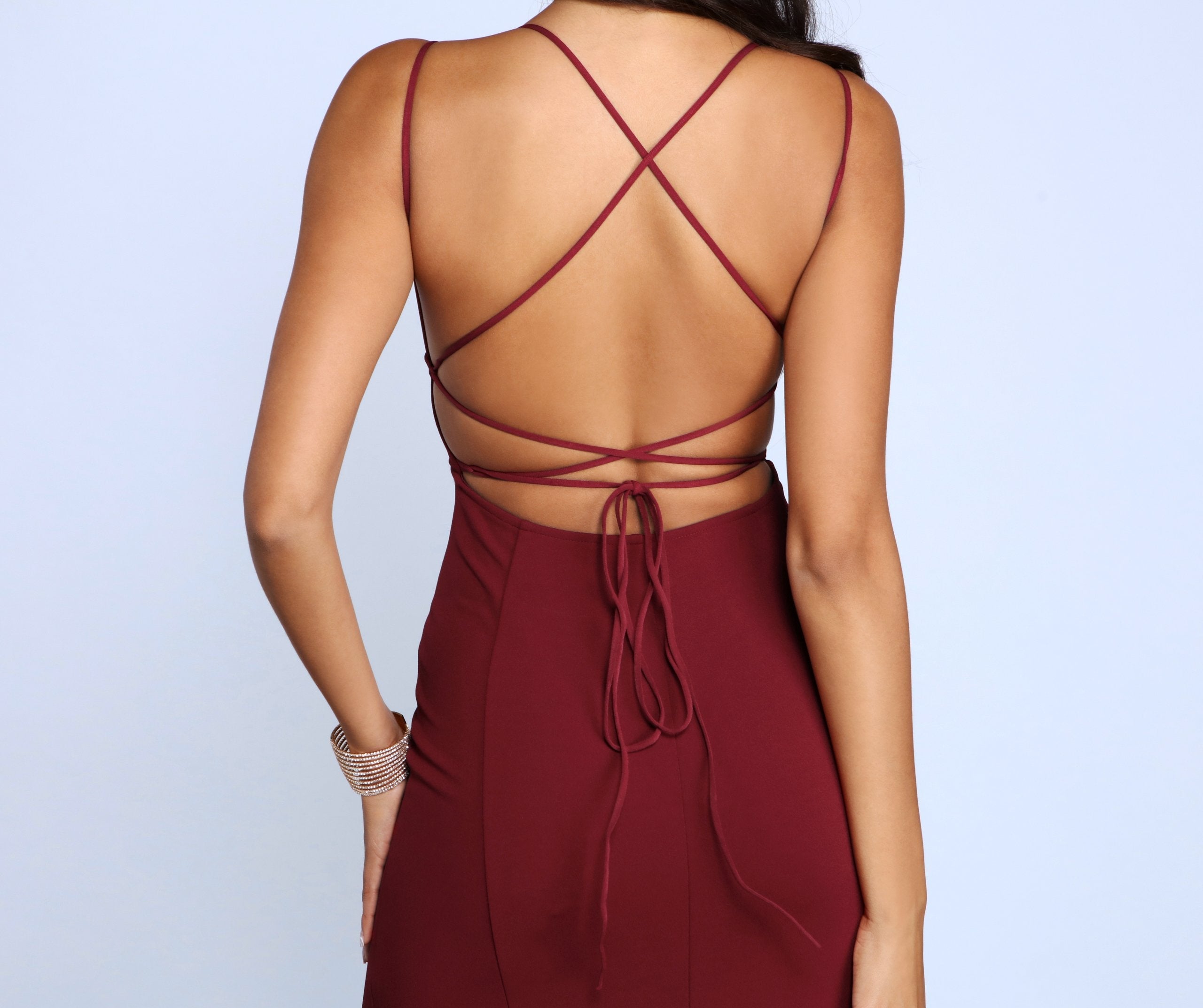 Holly Lace-Up Back Mermaid Dress - Lady Occasions