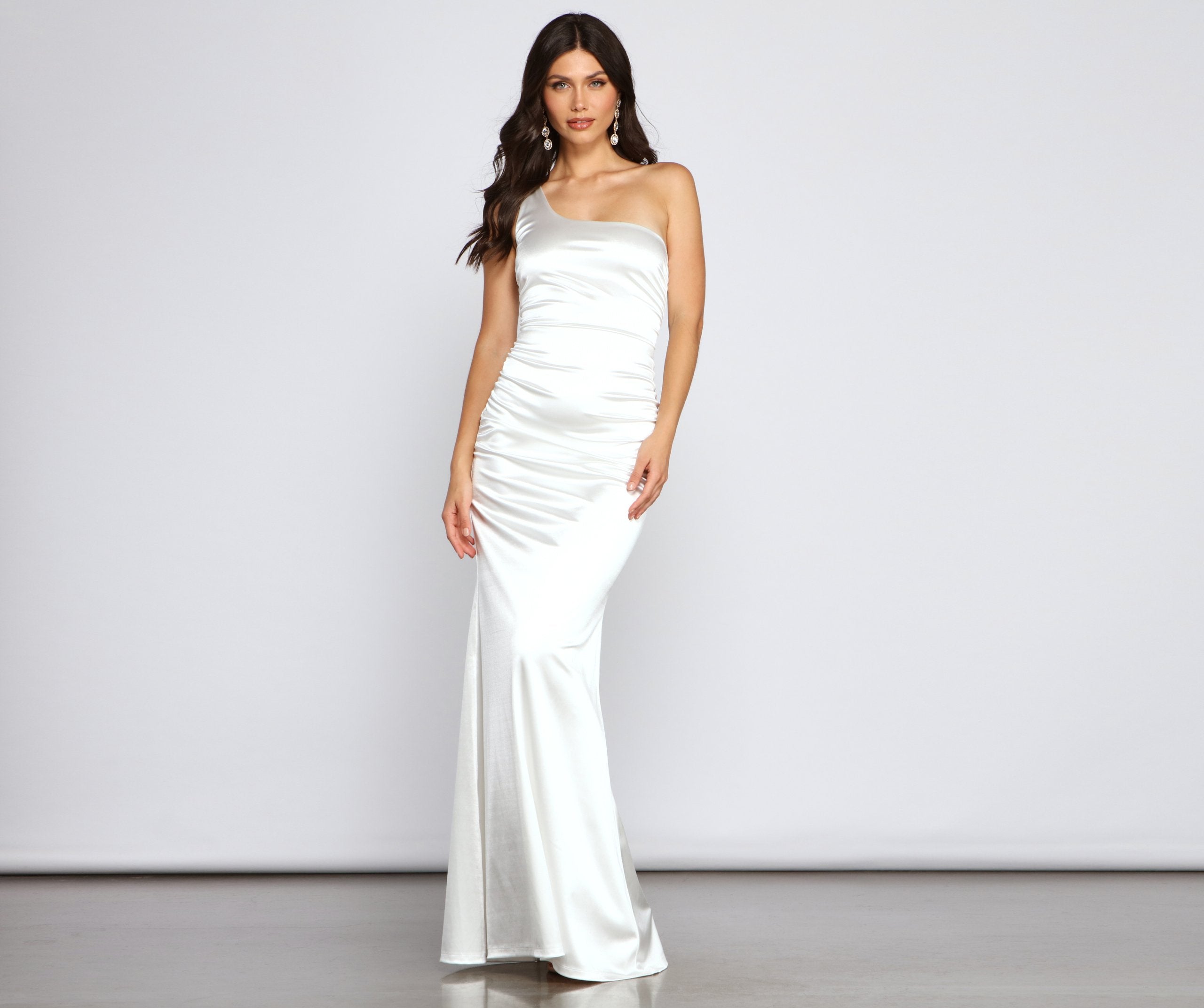 Verona Formal One Shoulder Ruched Dress - Lady Occasions