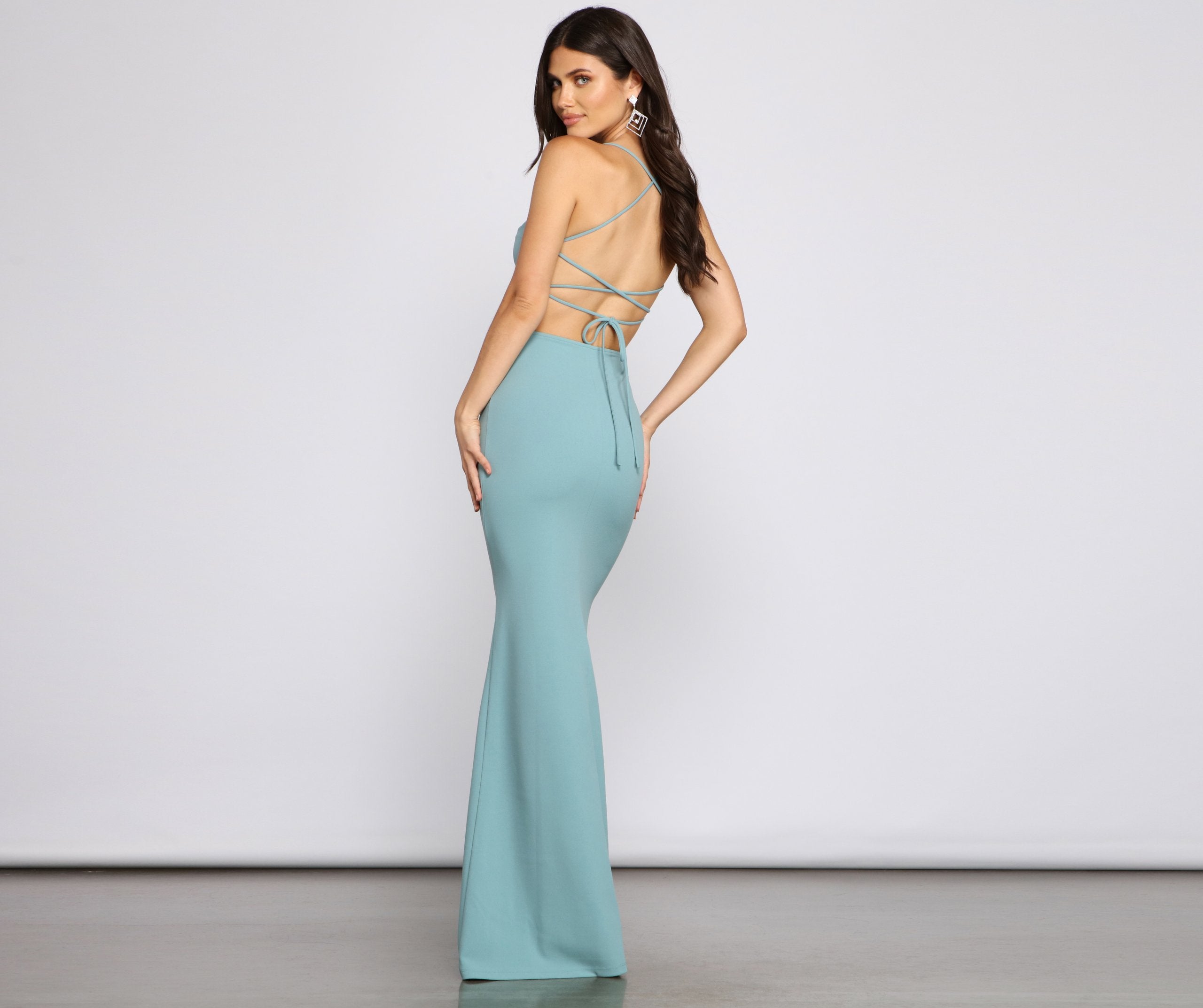 Claudette Formal Lace-Up Mermaid Dress - Lady Occasions