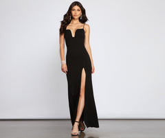 Meriah Formal High Slit A-Line Dress - Lady Occasions