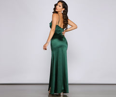 Rosie High-Slit Satin Mermaid Dress - Lady Occasions