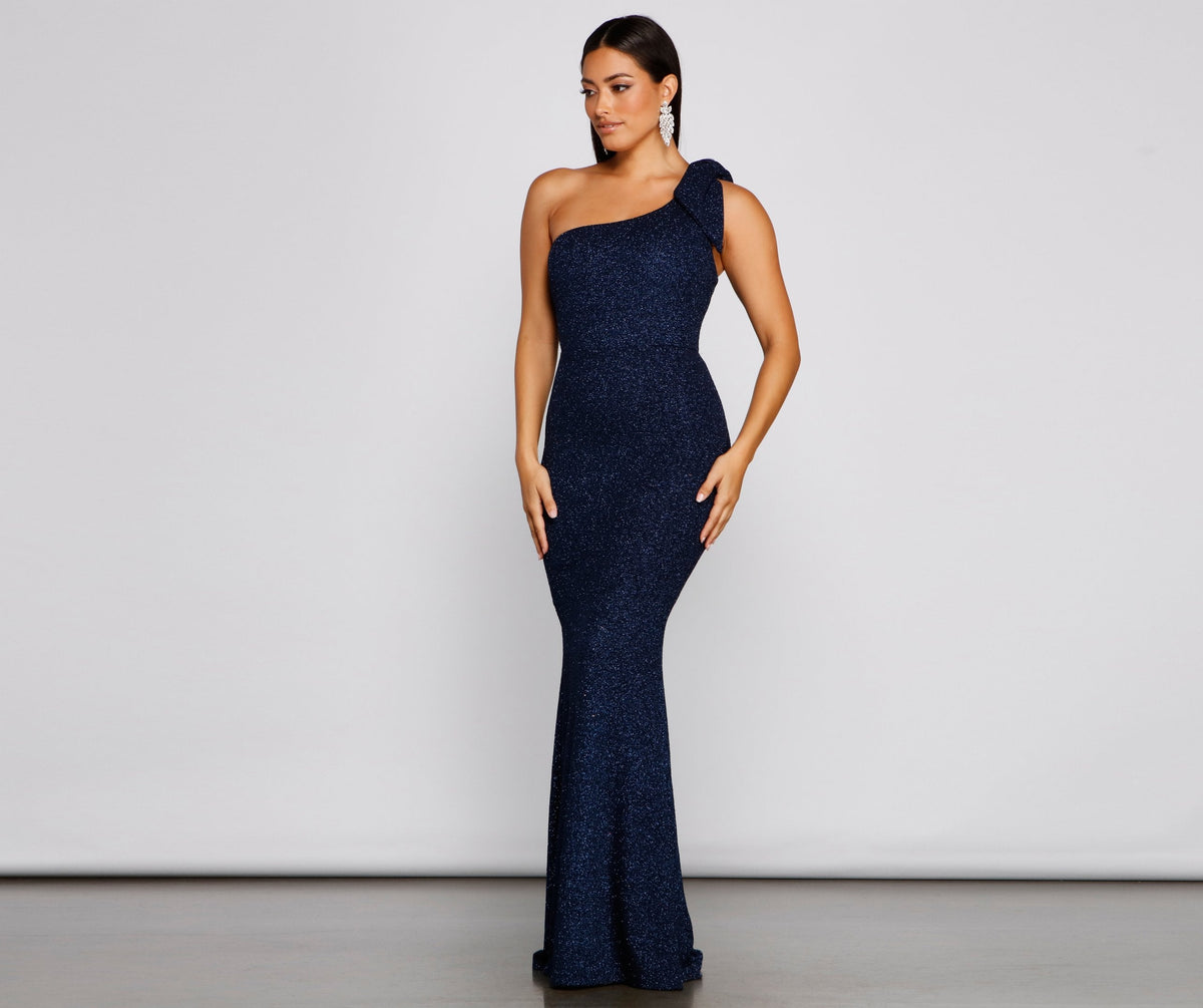 Henley Formal One Shoulder Glitter Dress - Lady Occasions