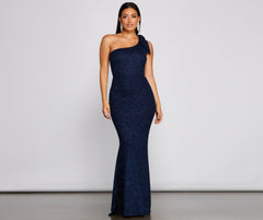 Henley Formal One Shoulder Glitter Dress - Lady Occasions