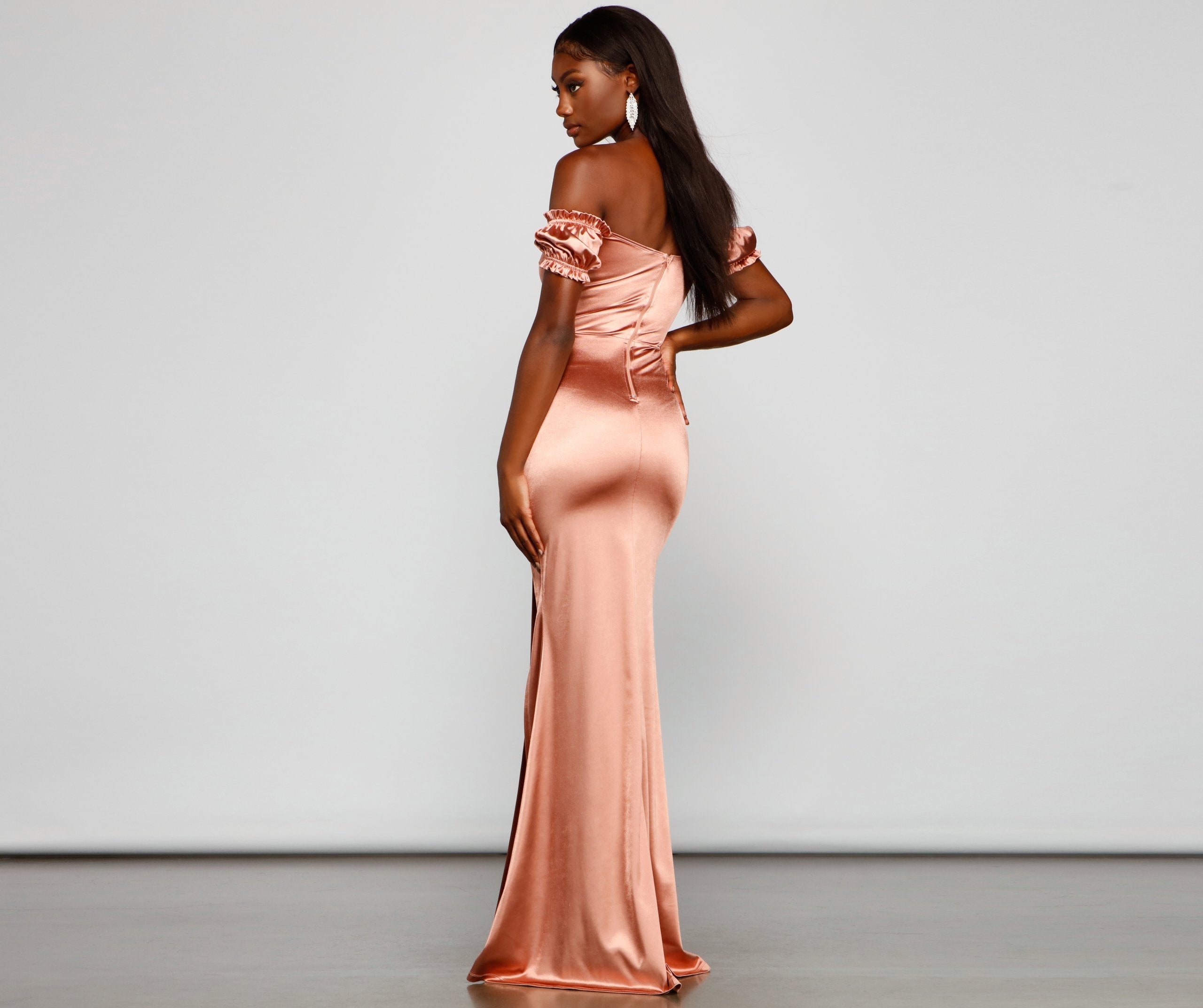 Capri Formal High Slit Satin Dress - Lady Occasions