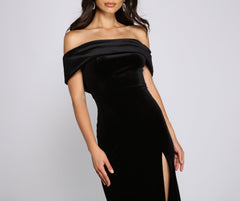 Olivia Formal Velvet Off-The-Shoulder Maxi Dress - Lady Occasions