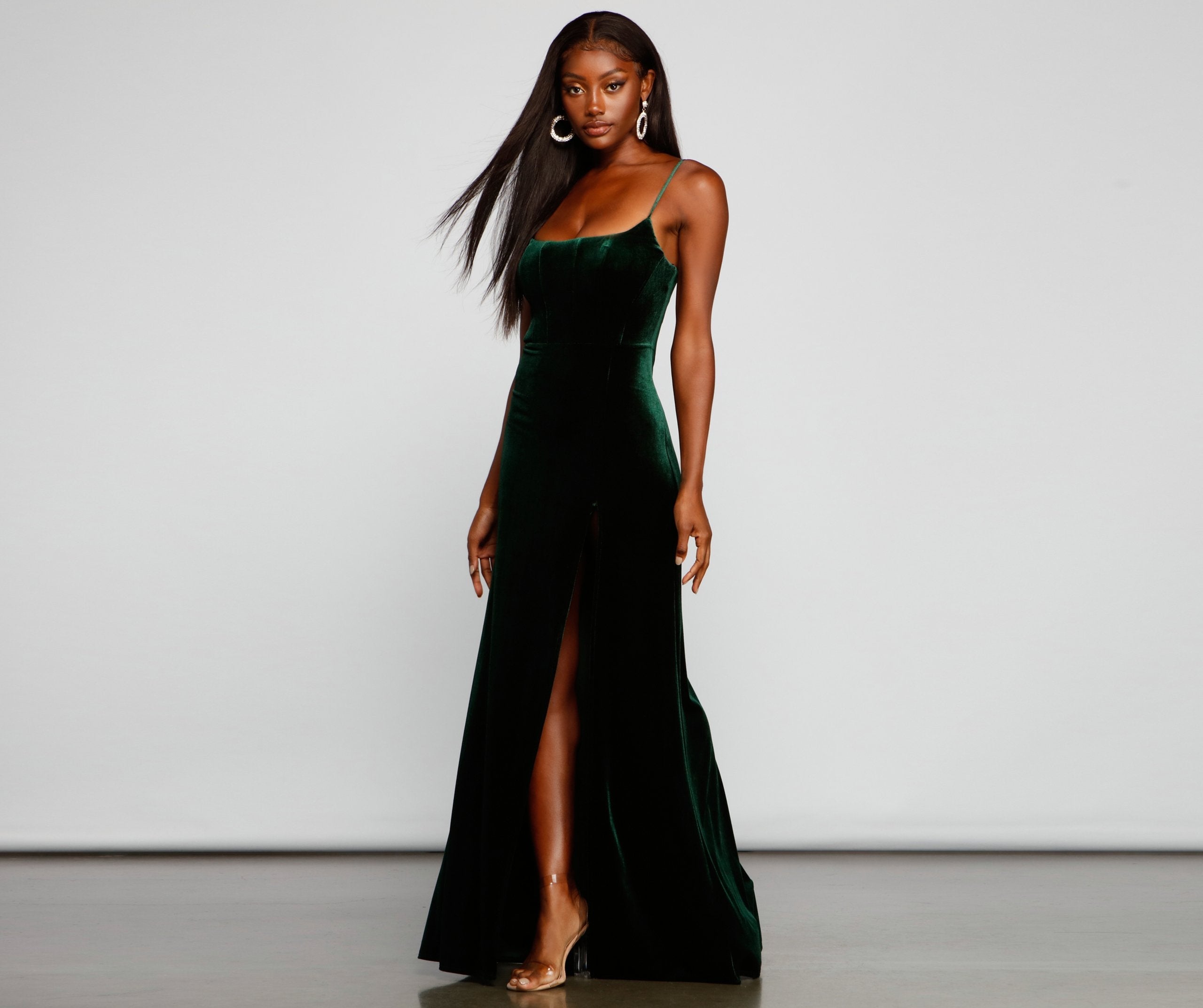 Liv Formal High Slit Velvet Dress - Lady Occasions