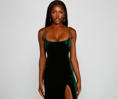 Liv Formal High Slit Velvet Dress - Lady Occasions