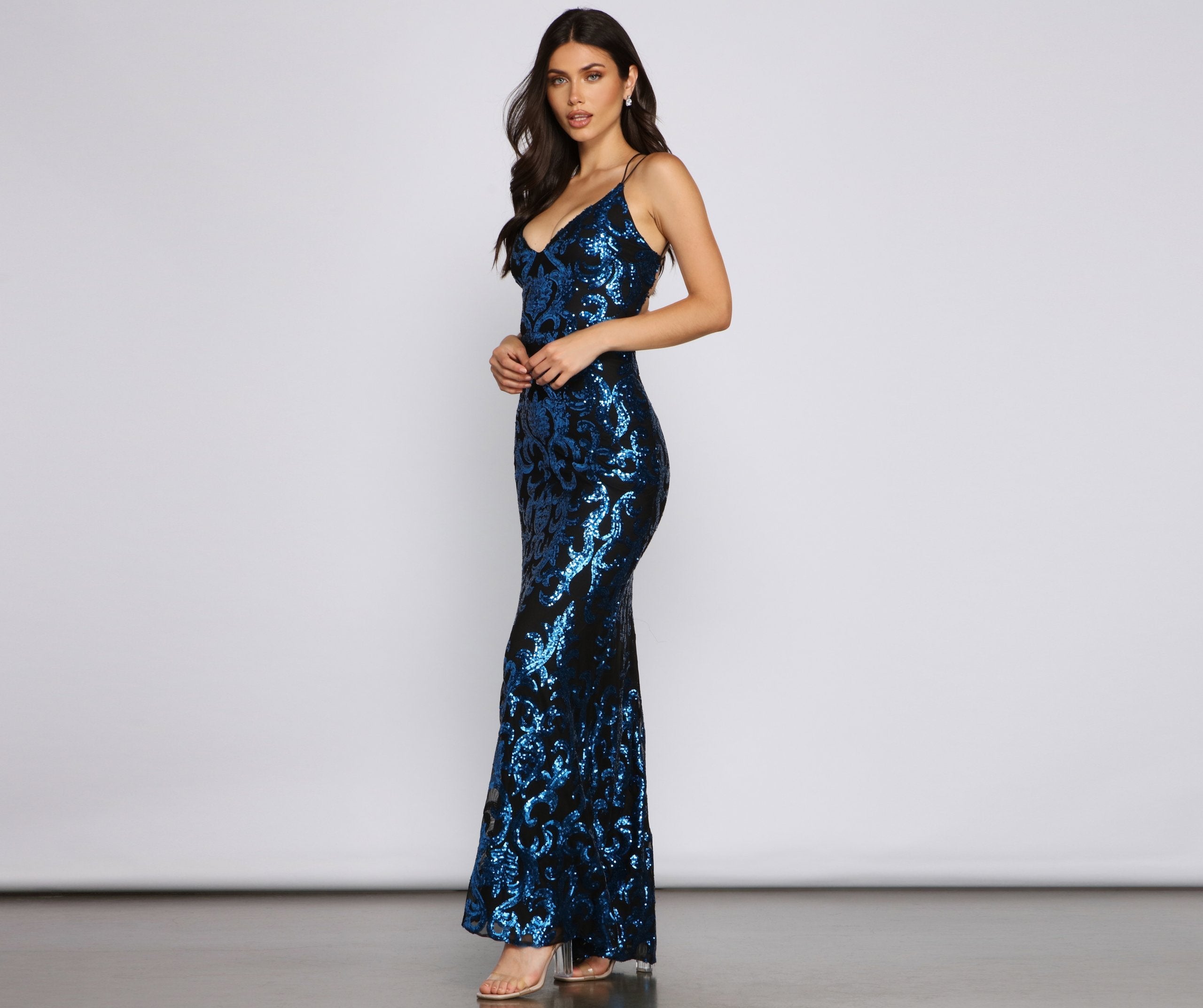 Lila Formal Open Back Sequin Mermaid Dress - Lady Occasions