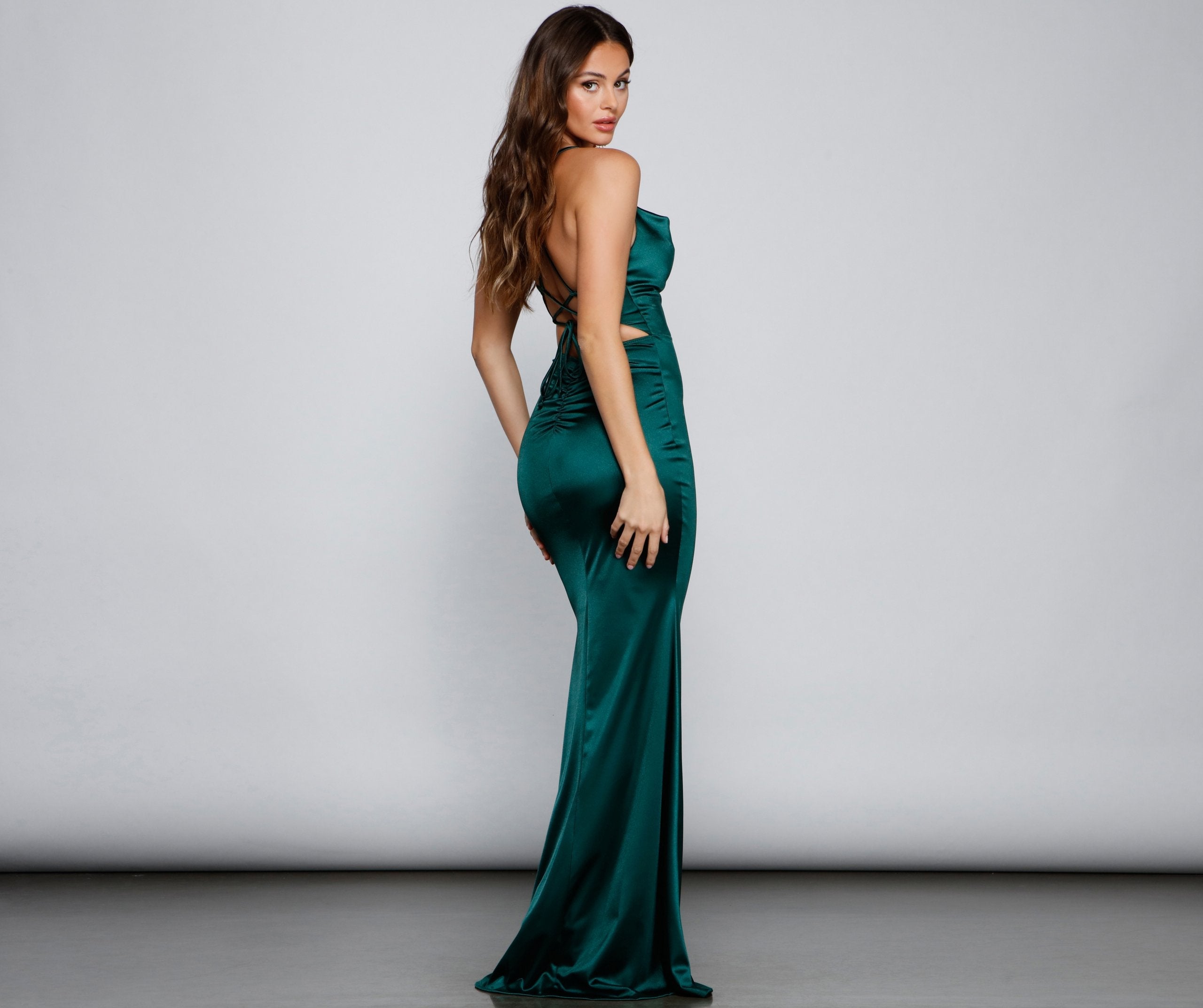 Selena Ruched Satin Mermaid Dress - Lady Occasions