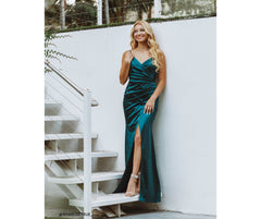 Kimia Formal Satin Wrap Gown - Lady Occasions