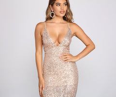 Katharina Formal High Slit Sequin Dress - Lady Occasions