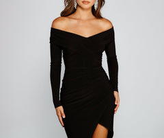 Ella Off-The-Shoulder Side Slit Dress - Lady Occasions