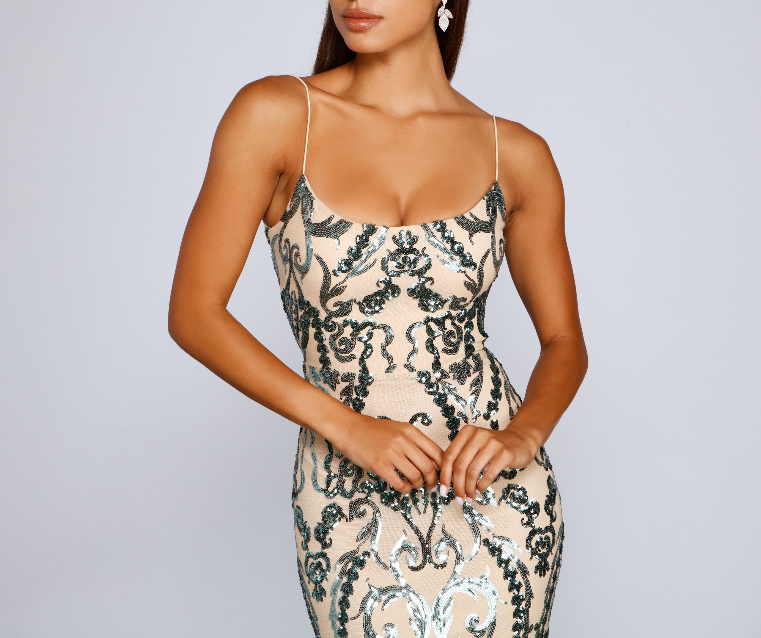 Luana Formal Open Back Sequin Dress - Lady Occasions