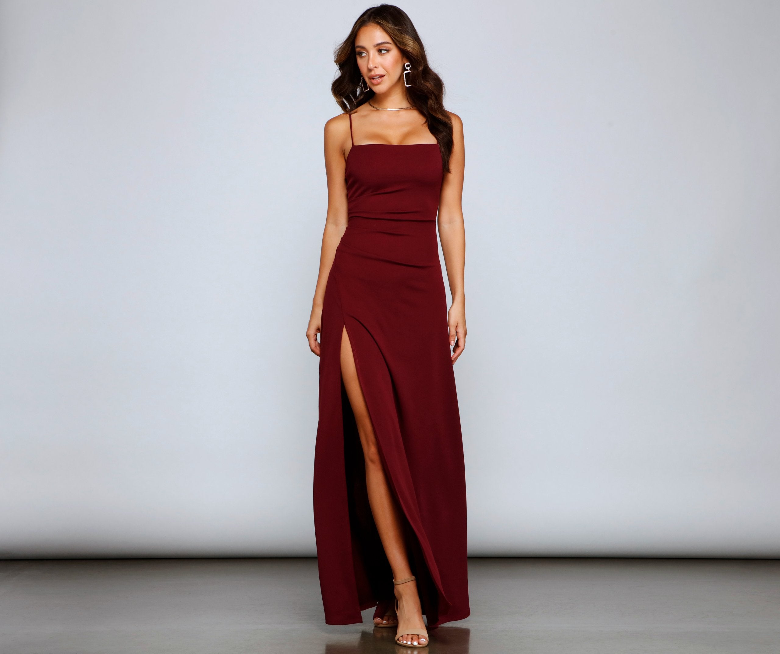 Wren Formal Ruched Crepe Dress - Lady Occasions