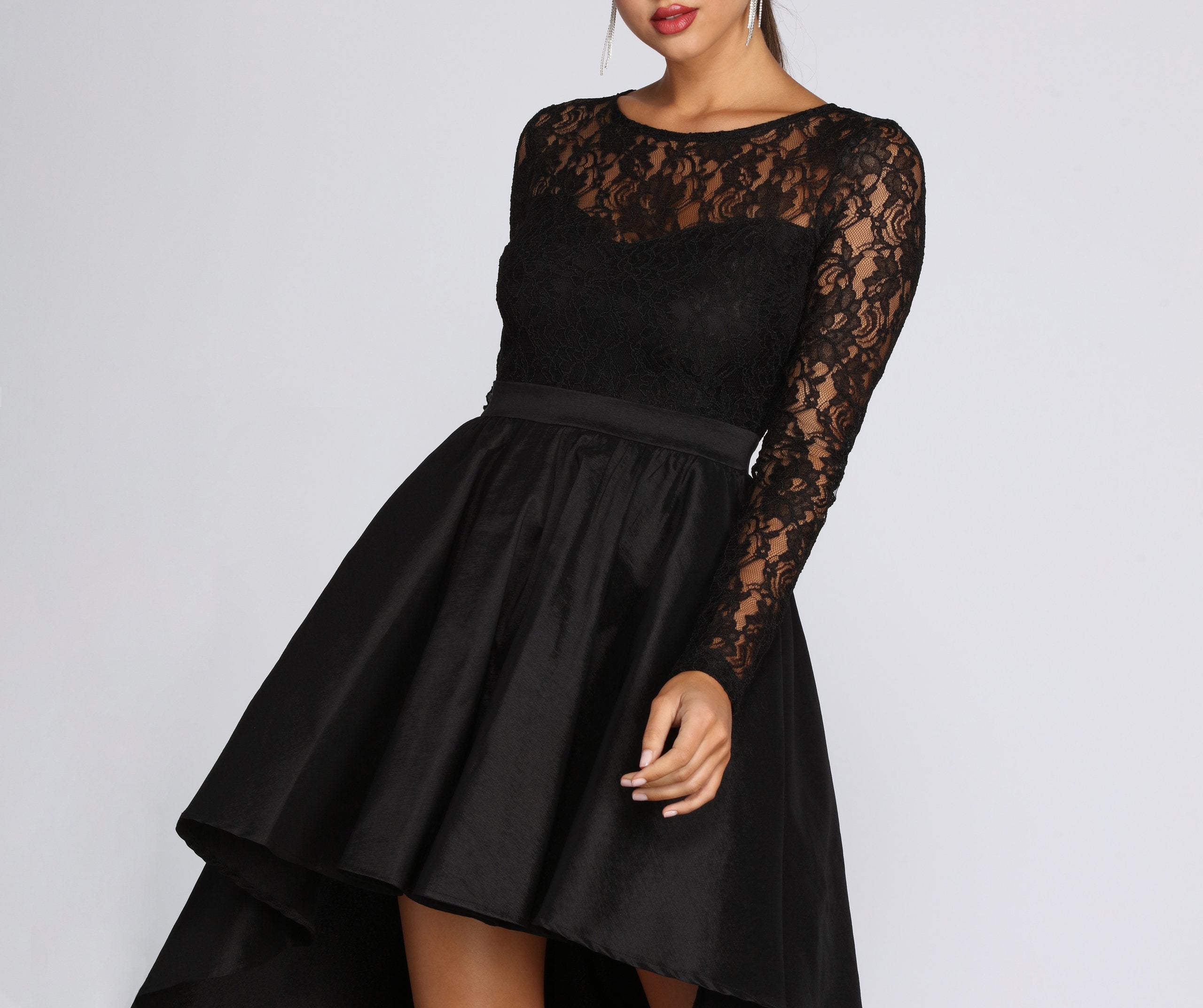 Tamia Lace Drama Dress - Lady Occasions