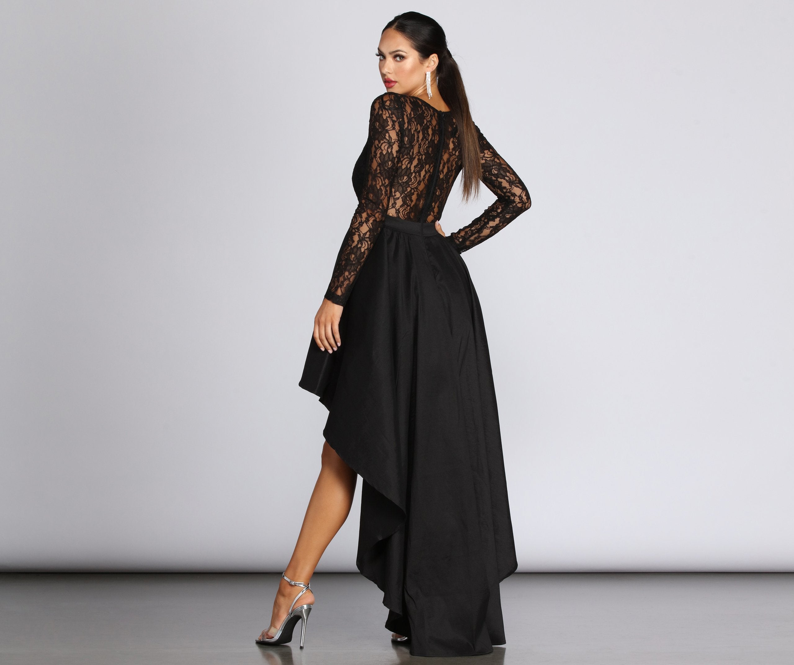 Tamia Lace Drama Dress - Lady Occasions