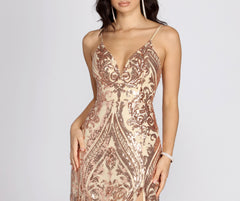 Nia Sequin Scroll Dress - Lady Occasions