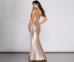 Kristy Sequin Off The Shoulder Formal Dress - Lady Occasions