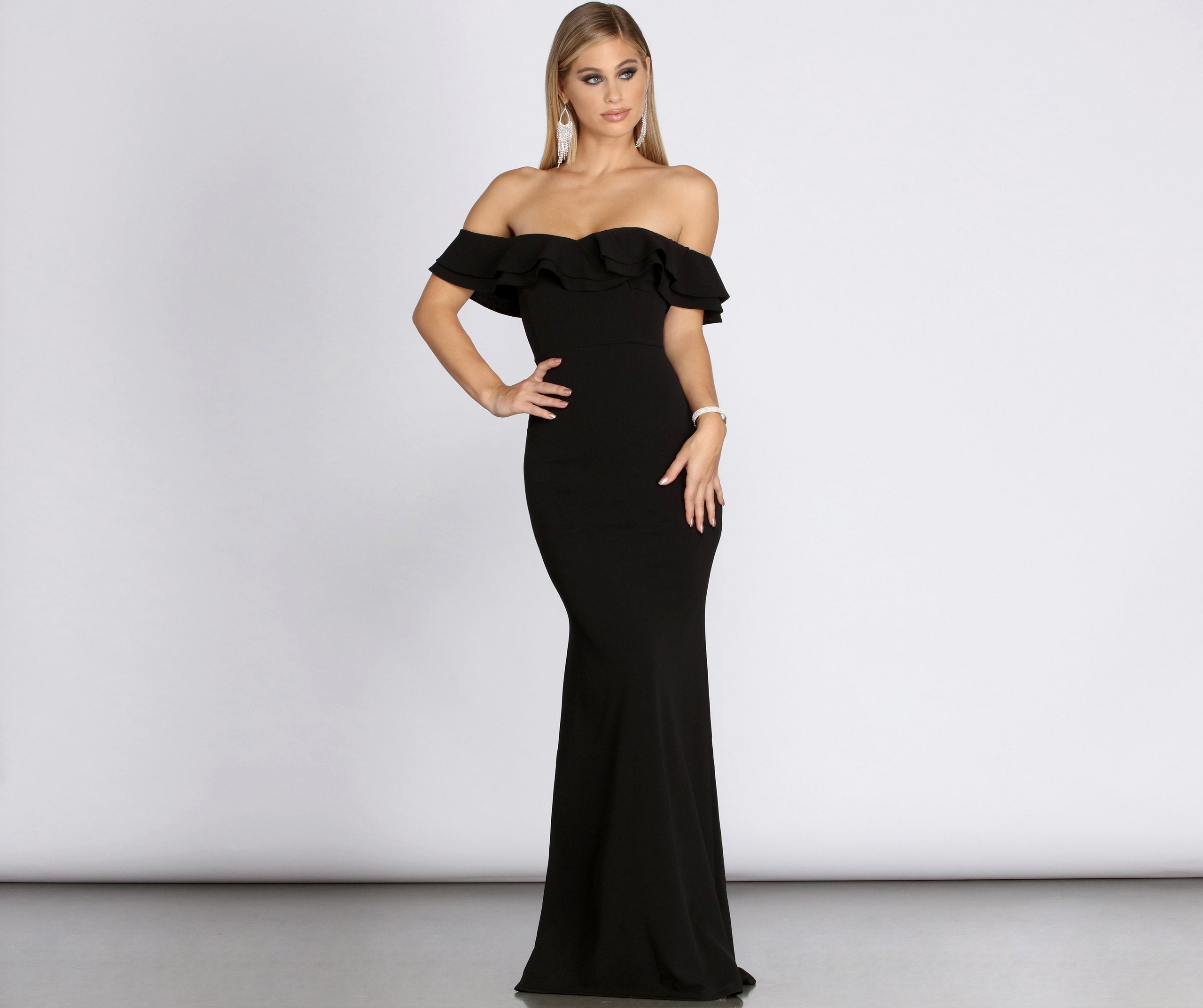 Lindsay Double Ruffle Formal Dress - Lady Occasions