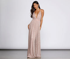Haley Formal Shimmering Metallic Dress - Lady Occasions