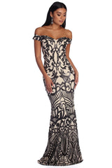 Monica Sequin Scroll Formal Dress - Lady Occasions