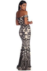 Monica Sequin Scroll Formal Dress - Lady Occasions