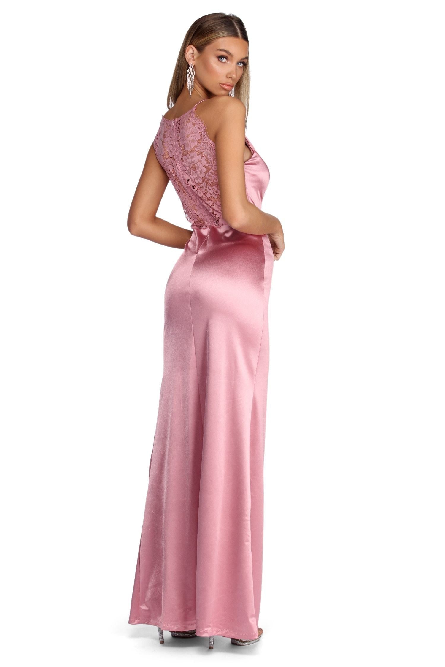 Katrina Formal Lace And Satin Dress - Lady Occasions
