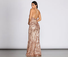 Julieanne Formal Sequin Scroll Dress - Lady Occasions