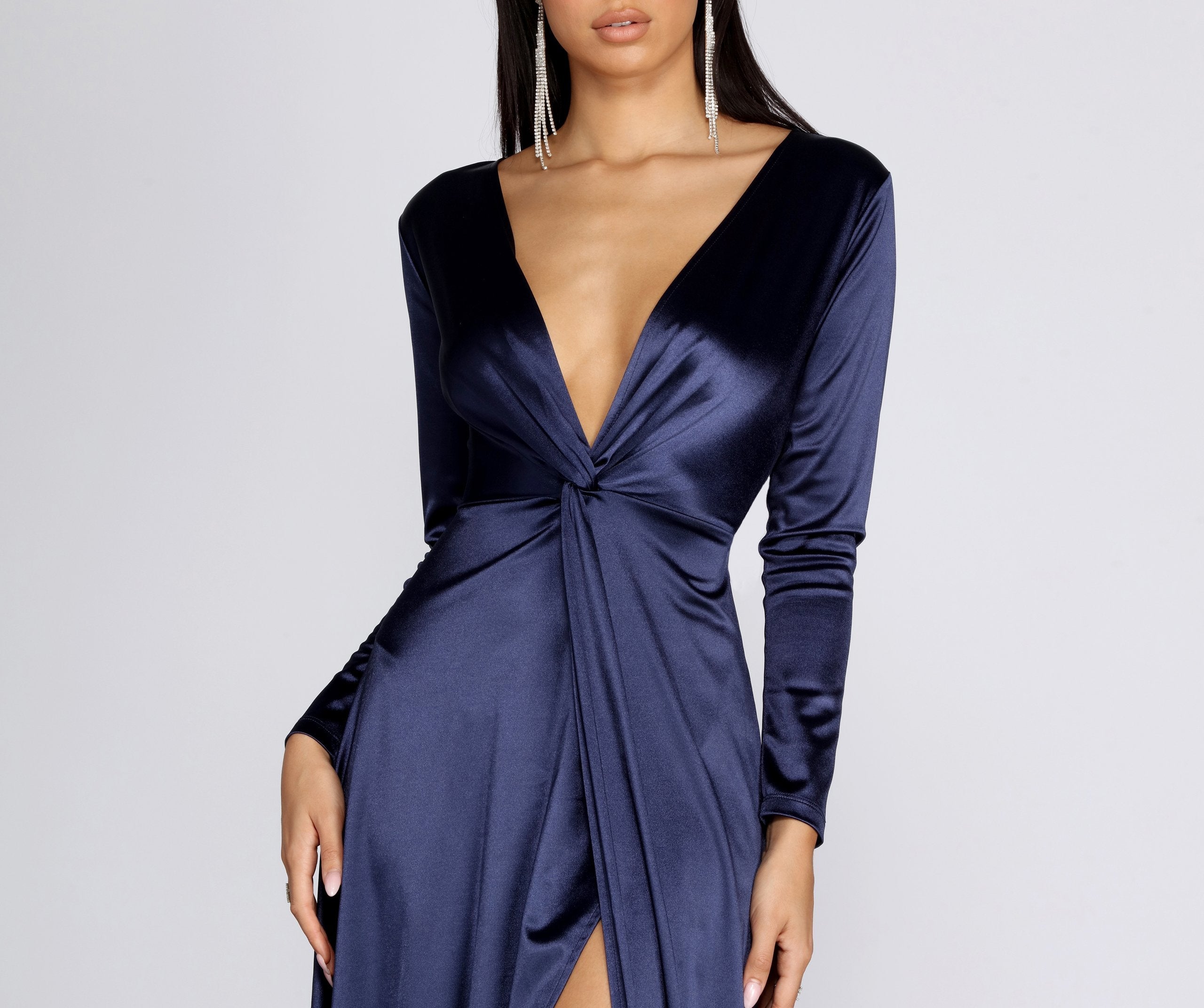 Cynthia Satin Slit Formal Dress - Lady Occasions