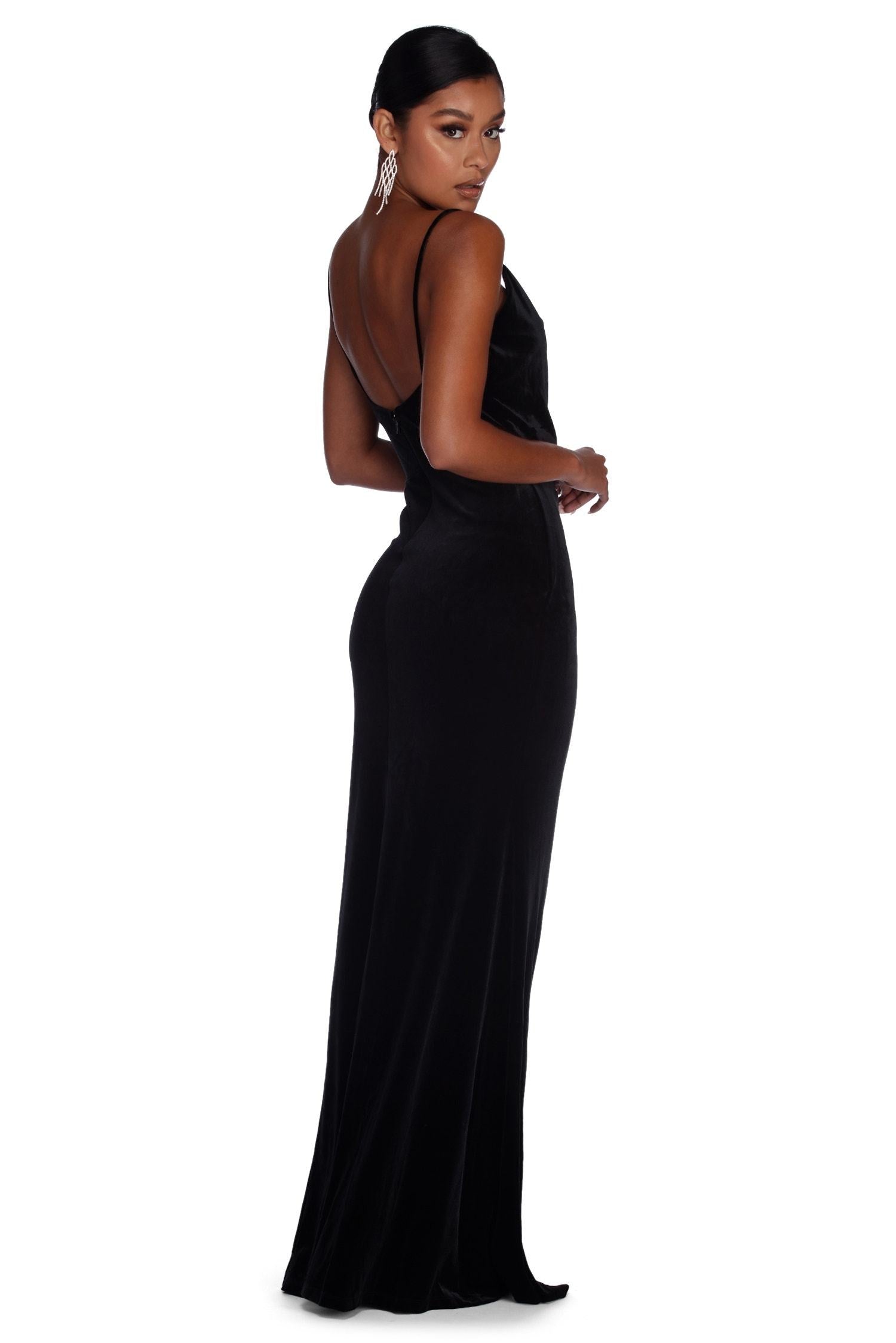 Emmalyn Formal Heat Stone Velvet Dress - Lady Occasions