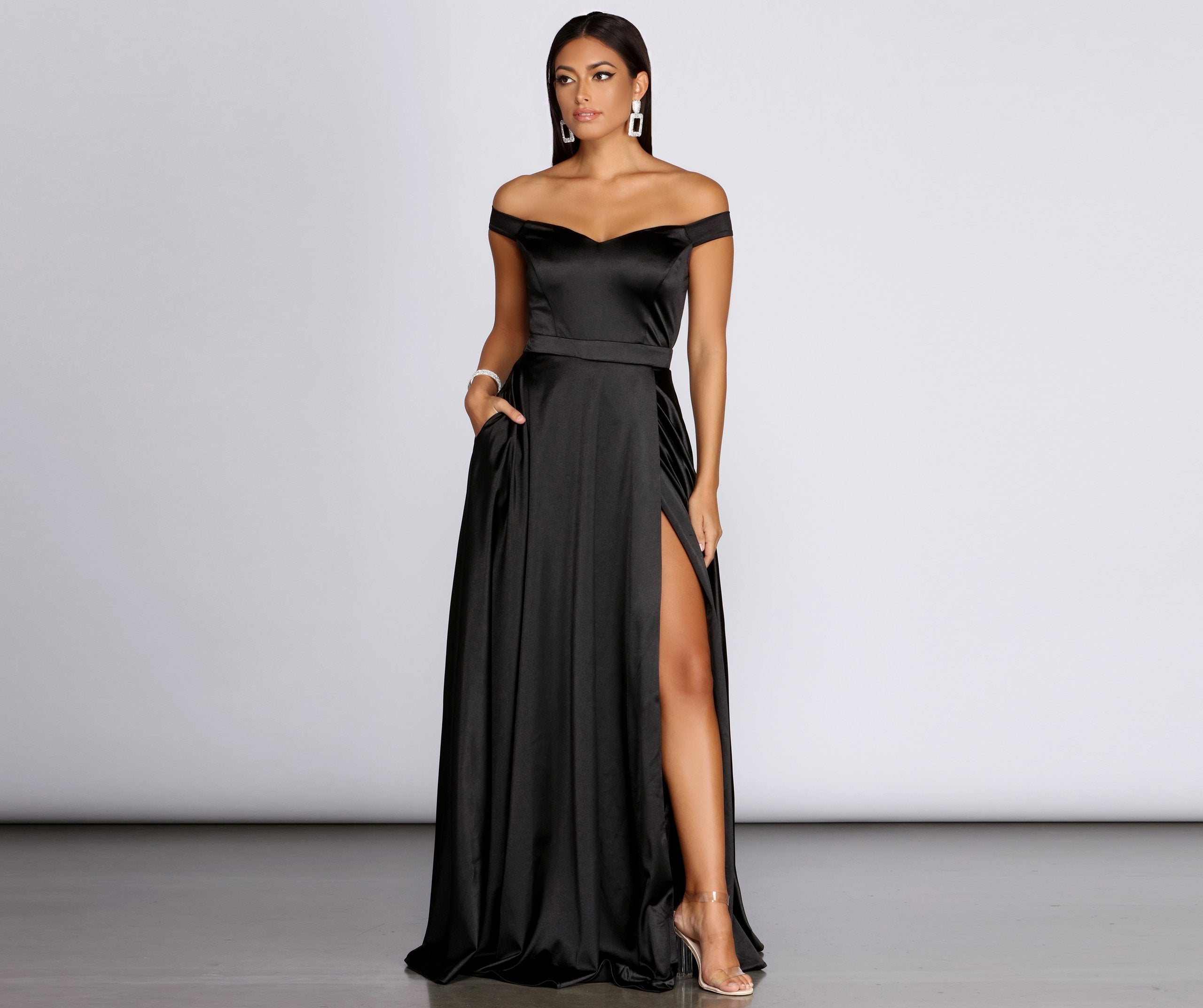 Ophelia Formal High Slit Satin Dress - Lady Occasions