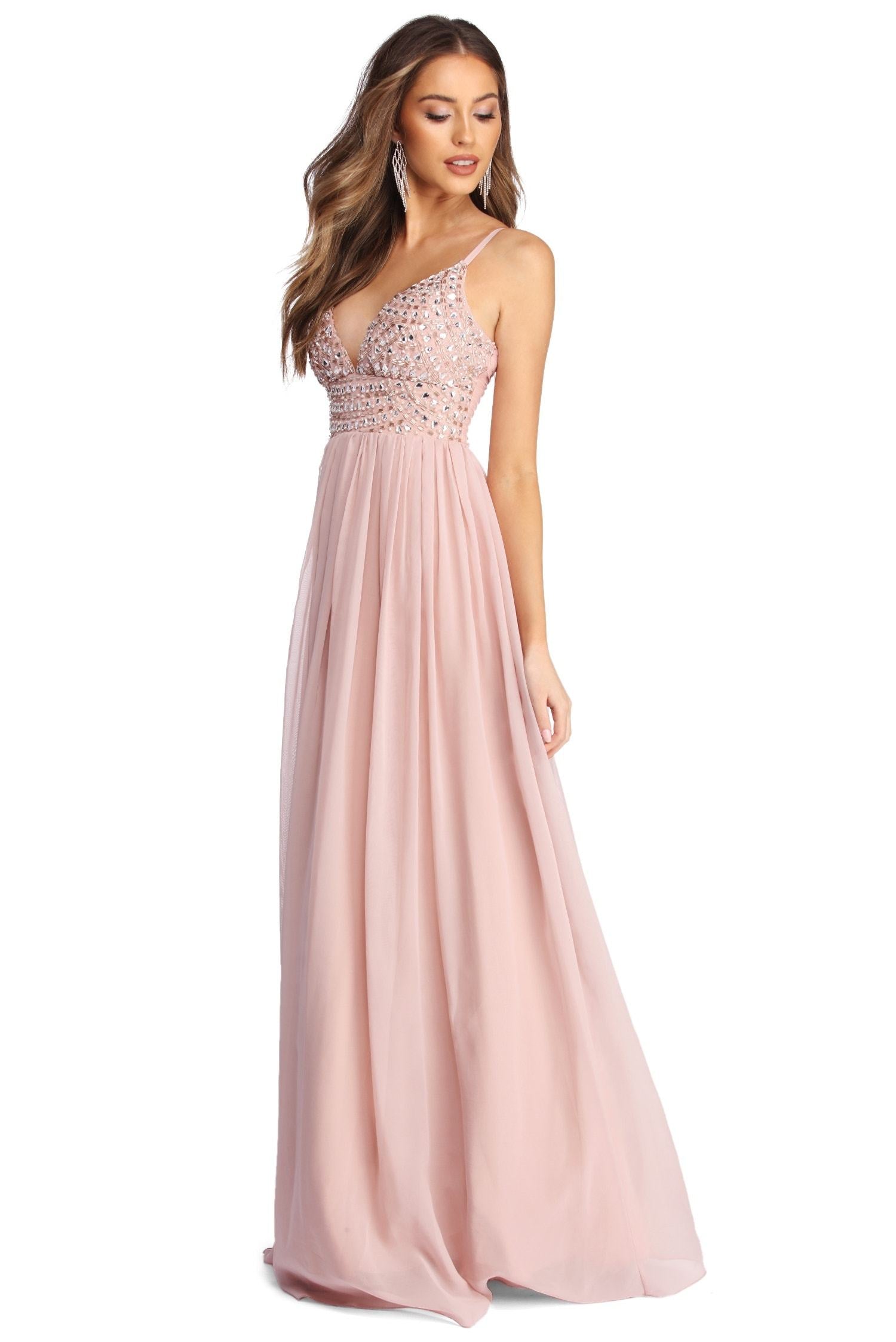 Jewel Formal Beaded Chiffon Dress - Lady Occasions