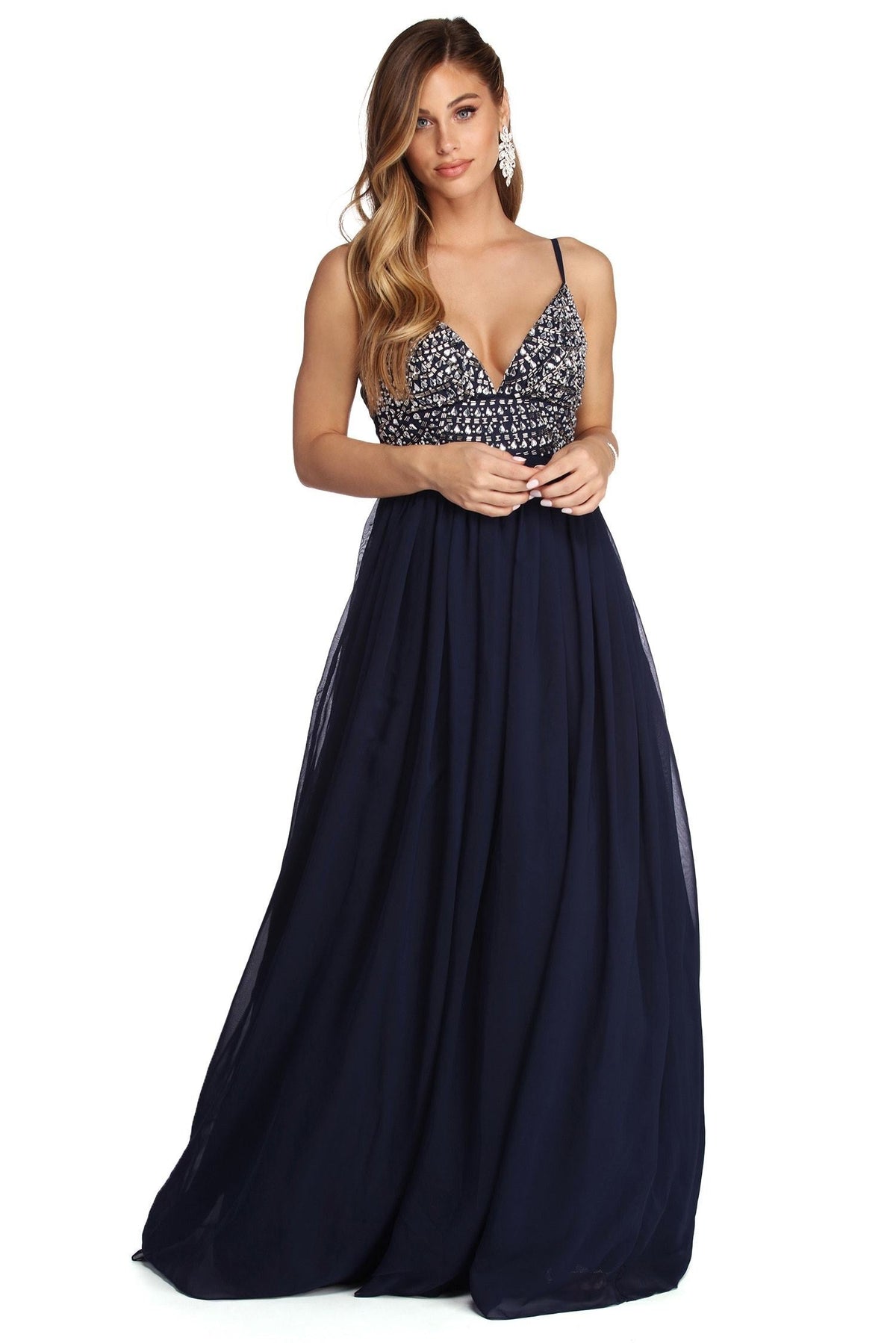 Jewel Formal Beaded Chiffon Dress - Lady Occasions