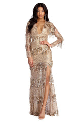 Rachel Formal Sequin Tassel Dress - Lady Occasions