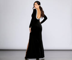 Everly Formal Velvet And Pearl Dress - Lady Occasions