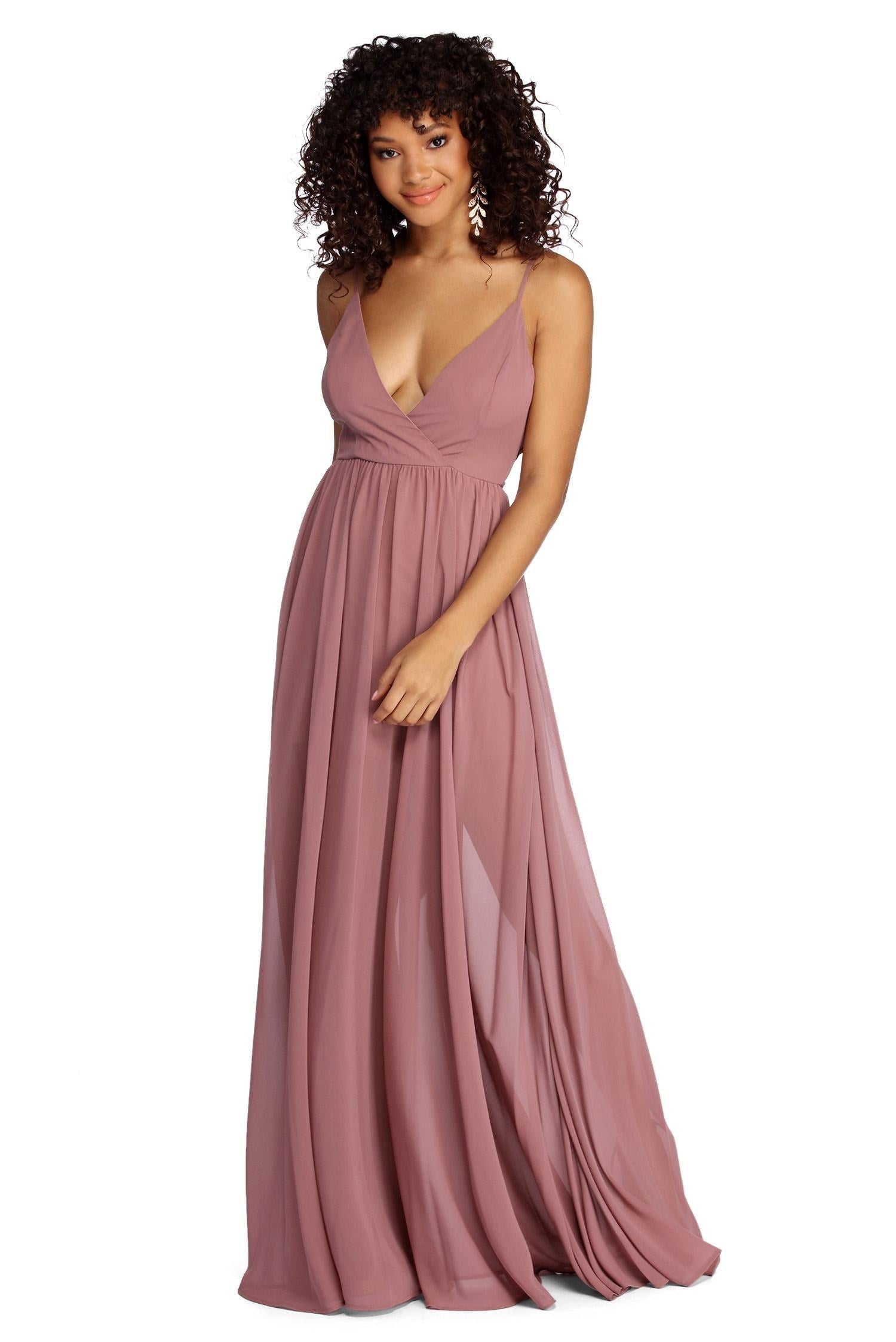 Zara Formal Rose Chiffon Dress - Lady Occasions