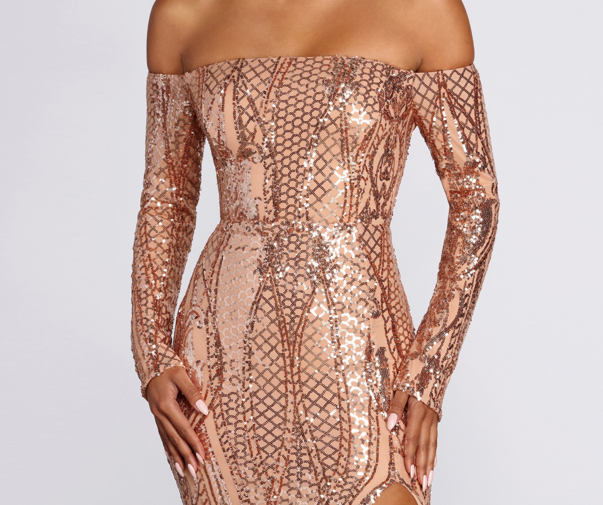 Becca Formal High Slit Sequin Dress - Lady Occasions