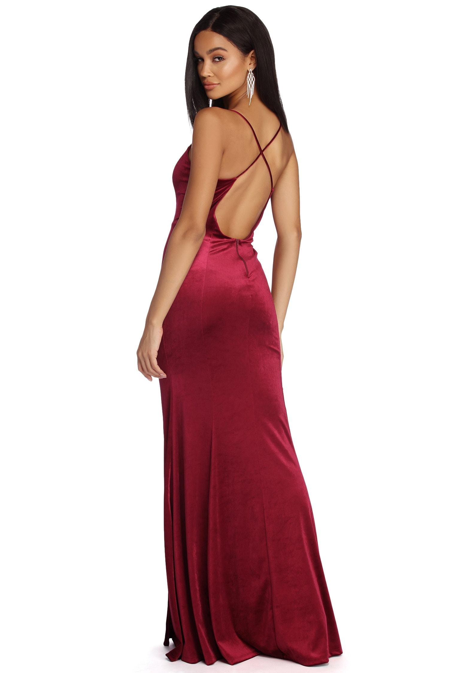 Viviana Formal Velvet Open Back Dress - Lady Occasions