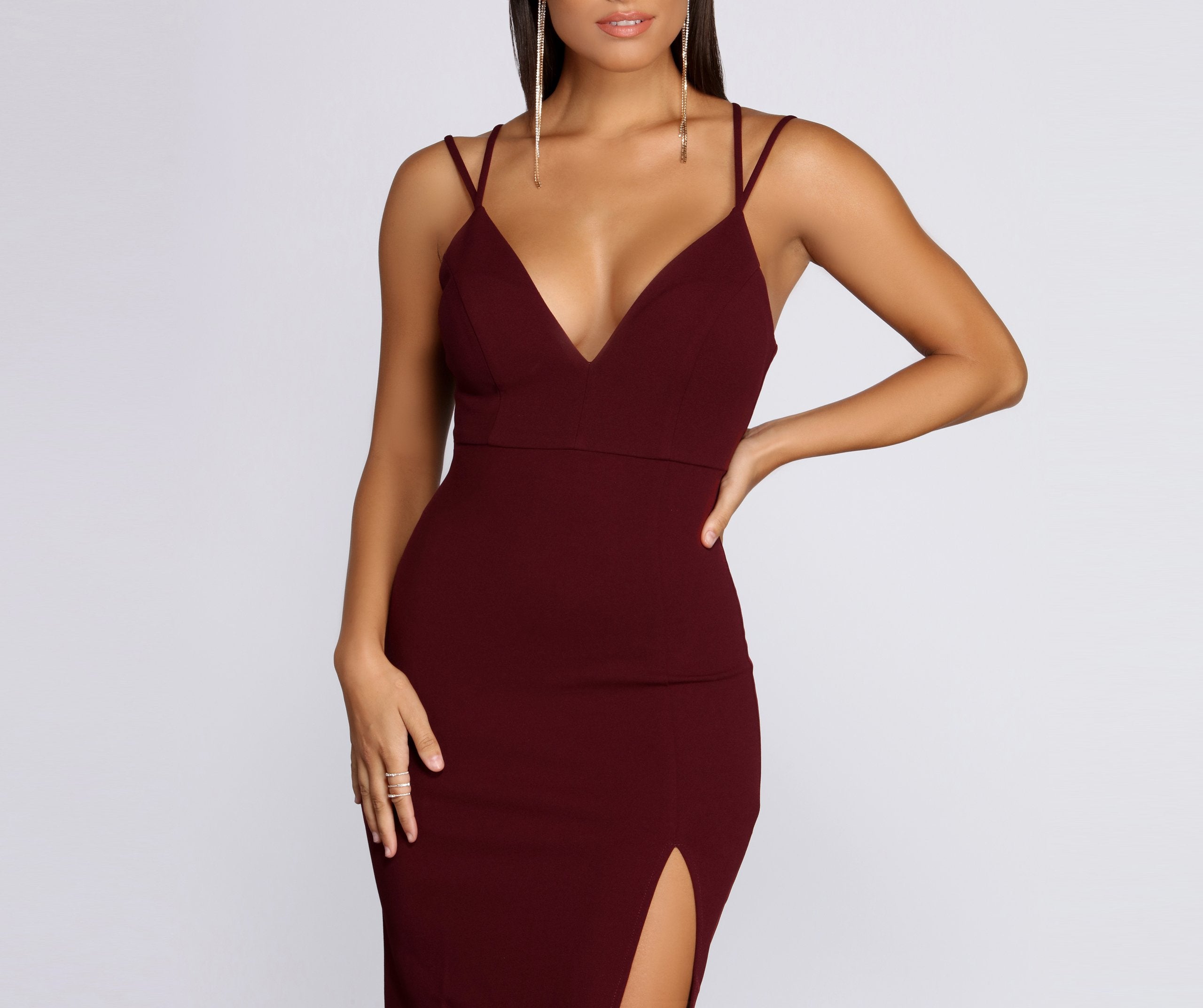 Bailey Strappy Formal Crepe Dress - Lady Occasions