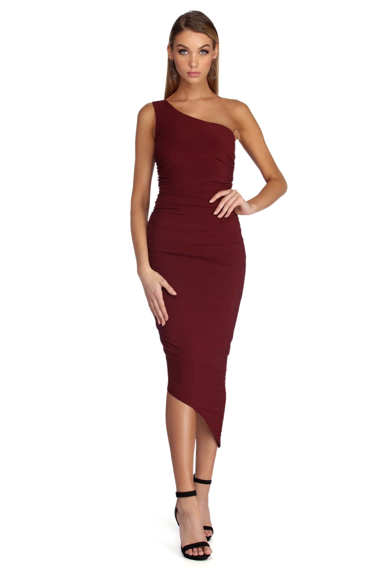 Selena Formal One Shoulder Ruched Dress - Lady Occasions