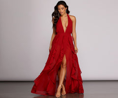 Delena Formal Chiffon Tendril Dress - Lady Occasions